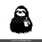 Black Grumpy Sloth Coffee SVG