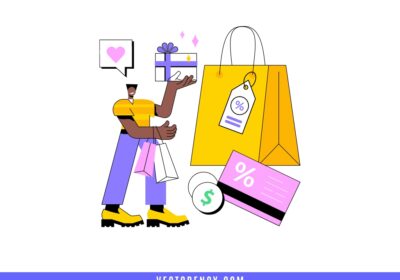 Illustration of a loyal customer holding a handmade gift symbolizing rewards program.