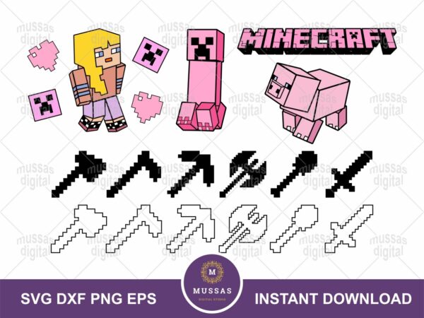 Minecraft Girl Bundle SVG PNG