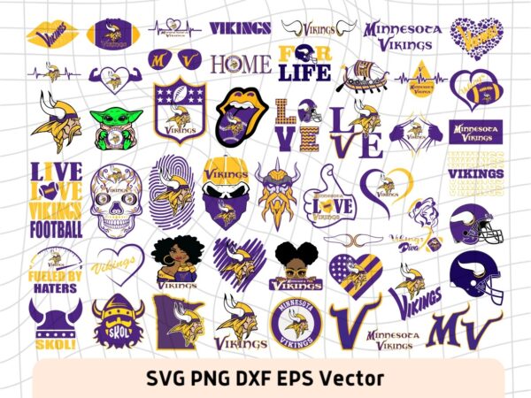 Minnesota Vikings SVG Cut File Bundle, NLF Football PNG