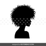 black woman with shoulder curly hair silhouette