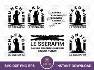 Kpop Le Sserafim Names Signatures SVG Cut File for Cricut