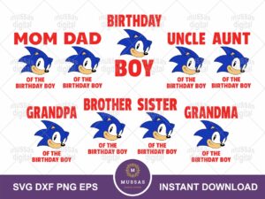 Cartoon Birthday Family Shirt Sonic Matching T-shirts Digital Download