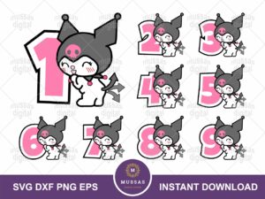 Kuromi SVG, Kuromi Birthday Theme Numbers