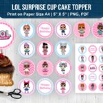 LOL Surprise Cup Cake Topper Printable A4 and PNG