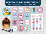 Lankybox Cup Cake Topper Printable A4 and PNG