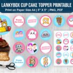 Lankybox Cup Cake Topper Printable A4 and PNG