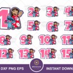 topper stitch SVG, Lilo Stitch Birthday Theme Numbers